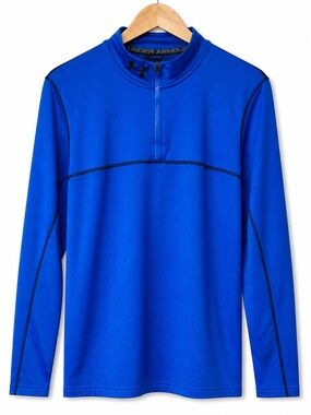 Under Armour Coldgear Fitted Quater-Zip  Blue Long Sleeve Athletic Men’s Size L